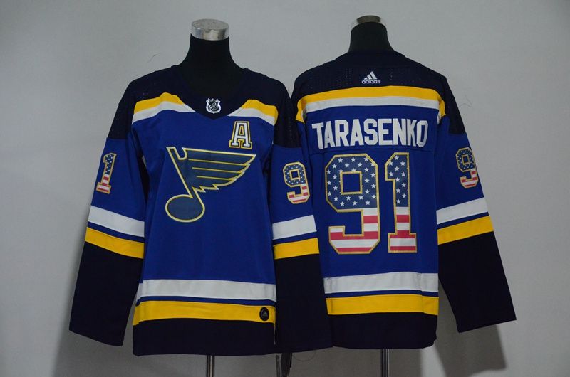 Women St. Louis Blues #91 Tarasenko Blue Hockey Stitched Adidas NHL Jerseys->women nhl jersey->Women Jersey
